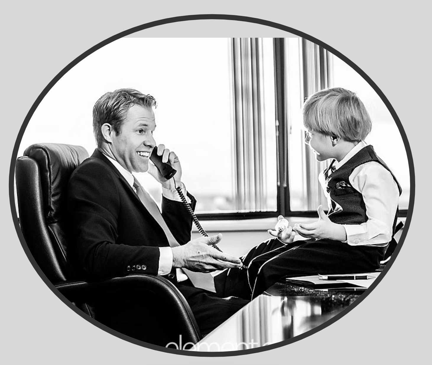 father son on a busienss call